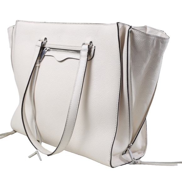 Rebecca Minkoff Regan Ivory White Pebbled Leather Large Tote Bag